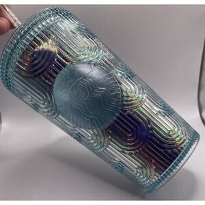 Starbucks 2022 Mermaid Iridescent Siren Scale Wave Cup Tumbler Mint Green 16 oz